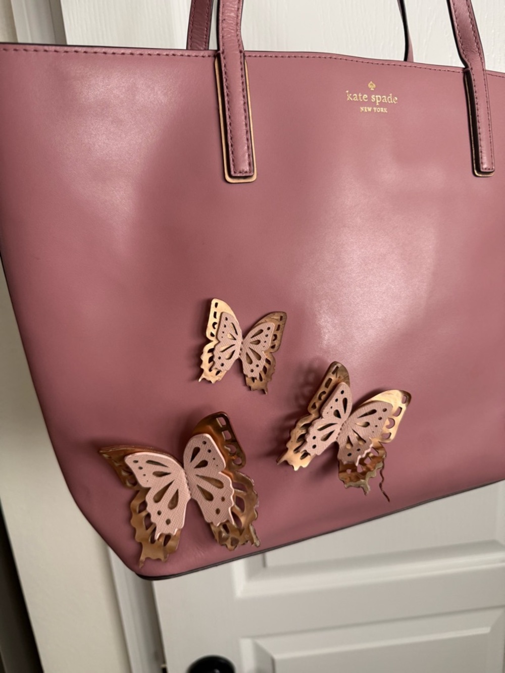 kate spade Pink Leather Butterfly Tote - Picture 2 of 9